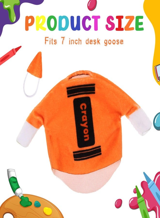 Sunnymove Crayon Mini Desk Goose Outfit 7 Inch Desk Goose Crayon Shirt and Funny Gnome Cone Hat Sets for 7 Inch Geese Figurine Desktop Home Halloween Decoration(Orange) - Image 2